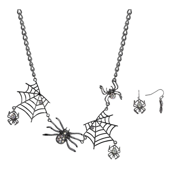 Black Diamond Spider Web Necklace! - Picture 5 of 5